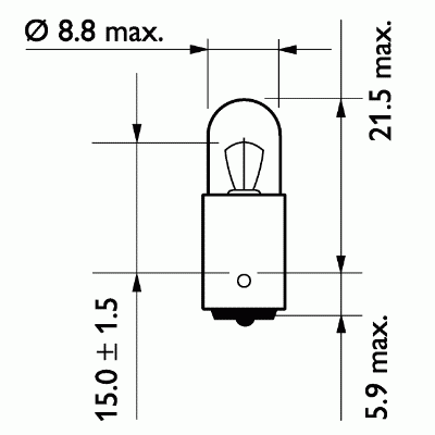 Указательная лампа накаливания PHILIPS 13929CP T4W 24V 4W BA9s | Зображення 1