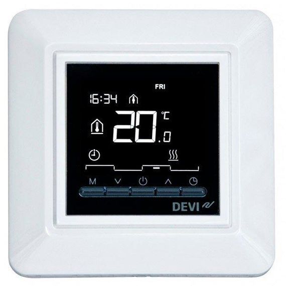 Терморегулятор DEVIreg Opti, электронный, 2&quot; экран, 85 х 85мм, макс. 13A, белый (140F1055)