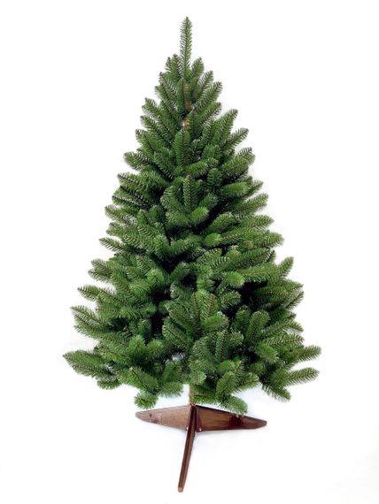 Искусственная зелёная ёлка 180 см на деревянной подставке | Пышная новогодняя ёлка HVOYA