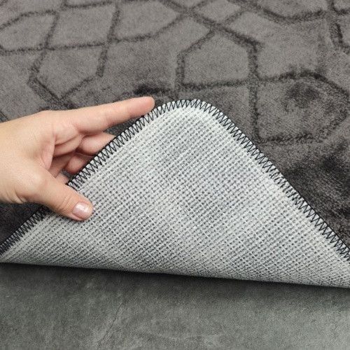 Набір килимків для ванної кімнати 2шт 57*100см+57*50см U-виріз Геометрія Joy сірий тафтинг Дариана | Зображення 2