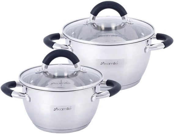Набір 2 каструлі Kamille Marsaili 1.8л, 2.5л з силіконовими ручками