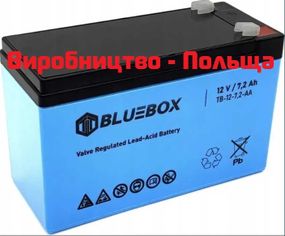 Акумулятор AGM BLUEBOX 12v, 7.2Ah (12 вольтів, 7.2 А·год) для ДБЖ (UPS, безперебійника), освітлення, охорони