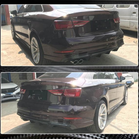 Дифузор заднього бампера V4 (для S-Line SD 2017-2020, Карбон) для Ауди A3 рр | Зображення 3