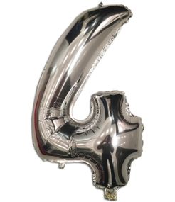 Фольгированная цифра 4 ("32)  серебристая, 80 см