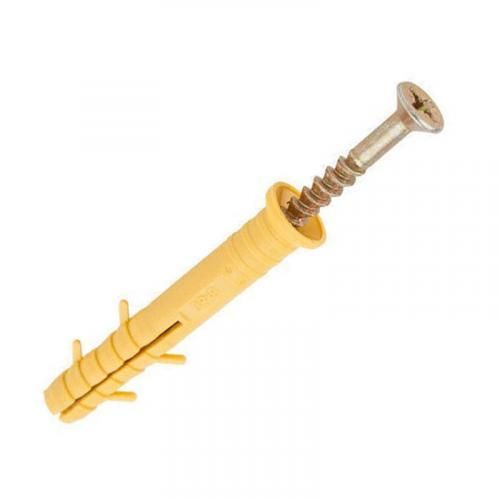 Дюбель 6х40-П поліпропілен потайний з металевим ударним шурупом (пак/100шт) Ny95506228