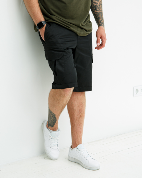 Мужские шорты-карго с пятью карманами BD0005 цвет черный, размер M | Зображення 1