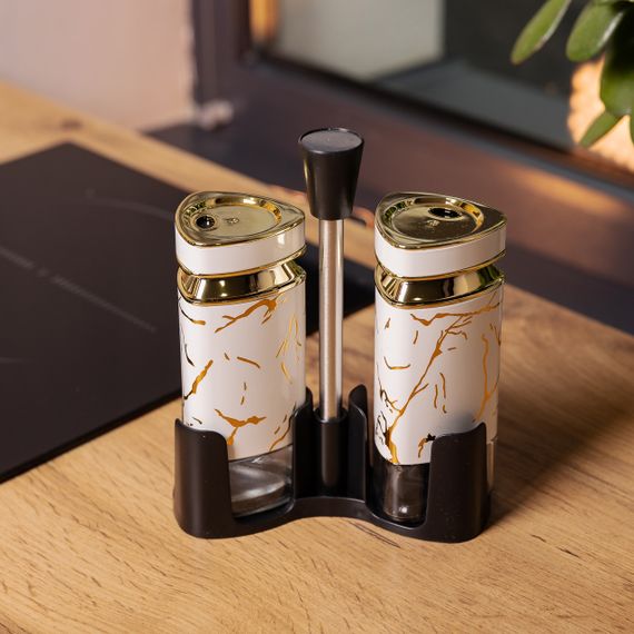 Набір для спецій на підставці солонка і перечниця по 120 мл Білий HP-1329 | Зображення 3