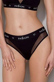 Трусики хлопковые с прозрачной вставкой Passion PS002 PANTIES, Черный, S, S, Маленький размер