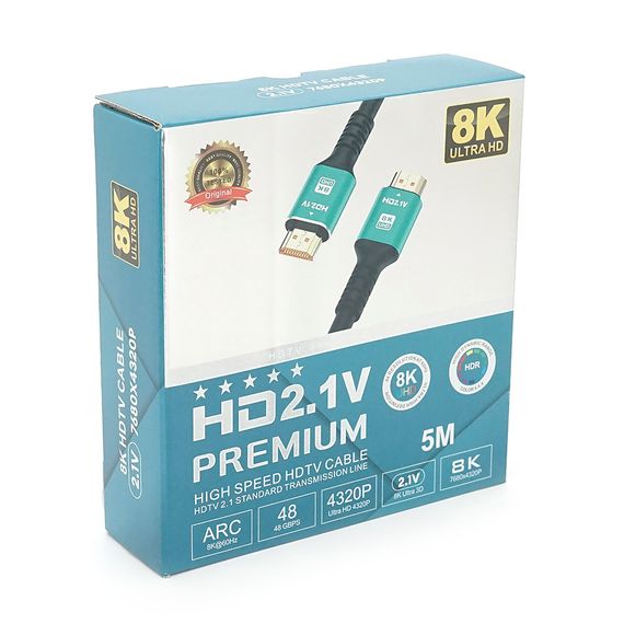 Кабель Merlion HDMI-HDMI 8K Ultra HD (7680x4320P), 5.0m, v2.1, круглый Black | Зображення 2