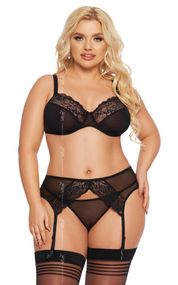 Комплект з поясом для панчох Softline Marella Чорний 3XL