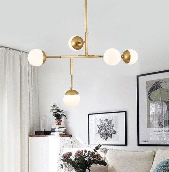 Люстра стельова на 5 лампочок 26620 Латунь 55-105х52х69 см.