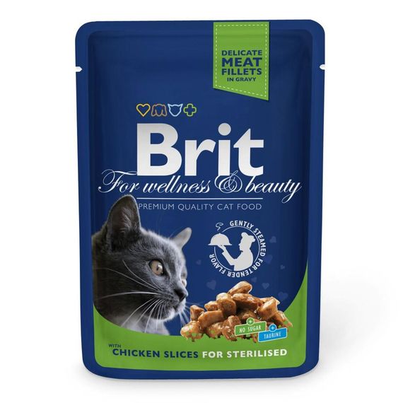 Корм Brit Premium Chicken Sterilised вологий з куркою у соусі для стерилізованих котів 100 гр