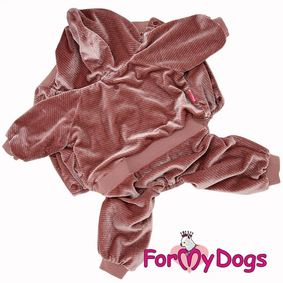 Велюровый комбинезон для собак For My Dogs перламутровый велюр, утепленный, розового цвета | Зображення 2