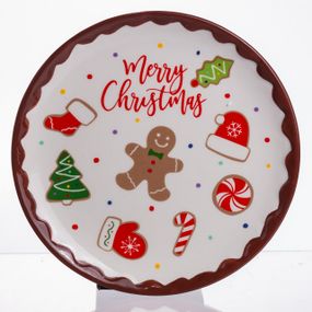 Новорічна тарілка з порцеляни Merry Christmas Ø21 см CR-1-40