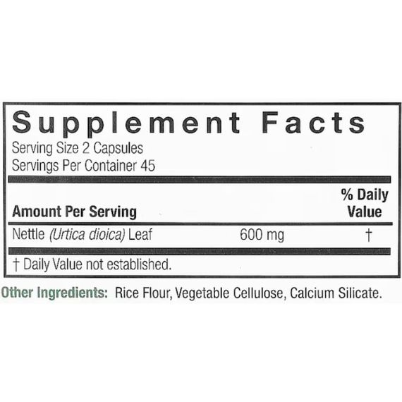 Комплекс для здоров'я передміхурової залози Nature's Answer Nettle 600 mg 90 Veg Caps | Зображення 1