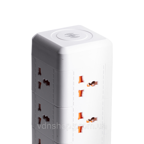 Мережевий фільтр подовжувач 2.8 м з лампою на 12 універсальних розеток з 2 USB, 1 Type-C, бездротова зарядка HP-5-9MF | Зображення 7