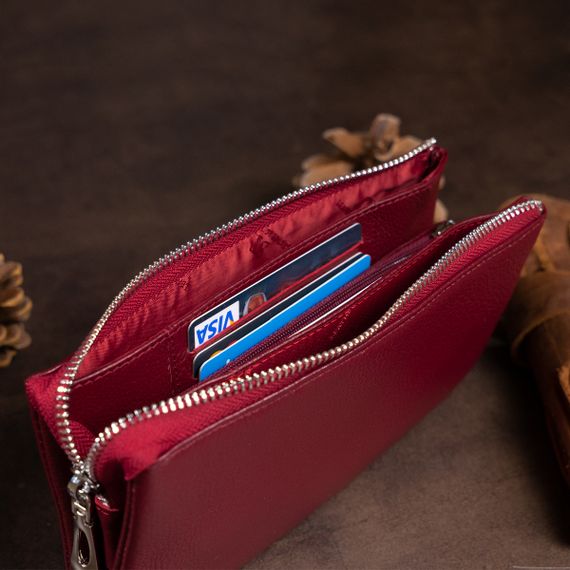 Вместительный клатч на два отделения женский ST Leather 19249 Бордовый | Зображення 8