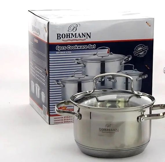Набір каструль Bohmann BH-1903, 6 предметів нержавіюча сталь, для індукції | Зображення 4