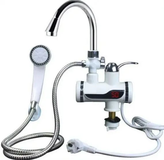 Нижнее подключение к воде Проточный водонагреватель с душем | Зображення 3