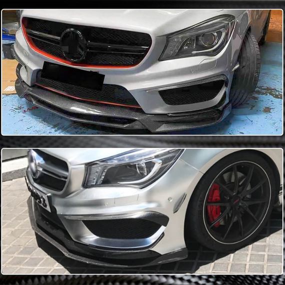 Накладки на передній бампер (для CLA45 AMG SD 2013-2016, Карбон) для Mercedes CLA C117 рр | Зображення 3