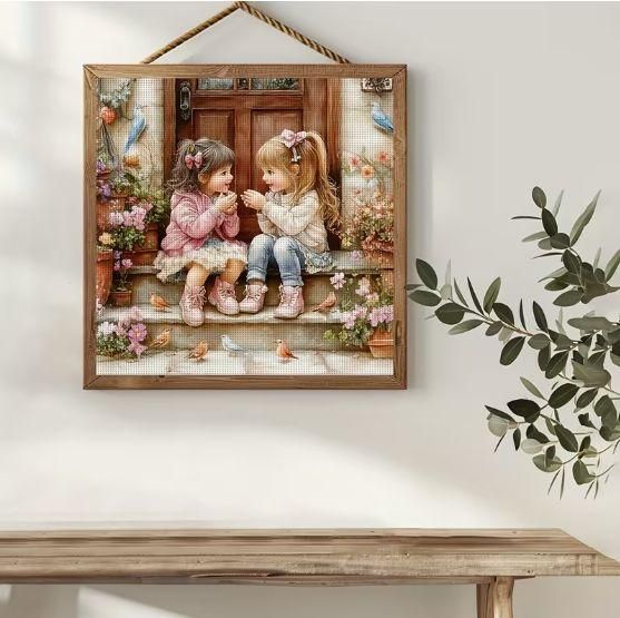 Набор для вышивки крестом ZUOANLF "Детская Дружба" 14CT, 40x40 см, канва Аида с нанесенным рисунком | Зображення 5