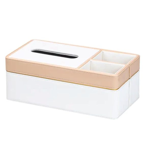 Серветниця-органайзер з еко-шкіри 3 відділення 27*14*'10 см Білий з бежевим HP9190 | Зображення 5