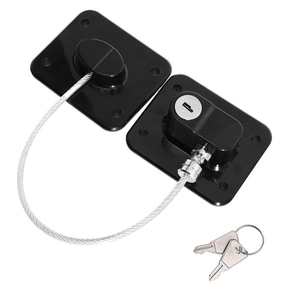Замок блокіратор з тросом на вікна, двері + 2 ключа, Чорний / Захисний замок від дітей / Блокувальник вікон з ключем | Зображення 9