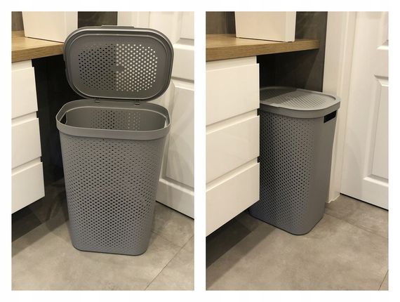 Кошик для білизни пластиковий Curver Infinity 60 л 04754 темно-сірий, міцний і зручний | Зображення 1