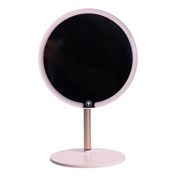 Дзеркало косметичне з підсвічуванням кругле настільне Ø21 см для макіяжу Рожеве HP-10-7AP