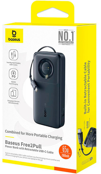 Повербанк Baseus Free2Pull 20000mAh 65W 2Type-C PD/ QC3A для макбука | Зображення 6