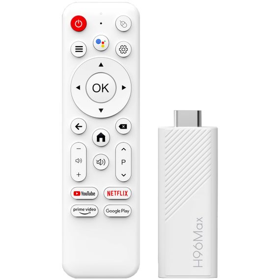 TV Медіаплеєр H96 MAX H313 TV Stick 2/16Gb/ Allwinner H313/ Android 14/ WiFi 2.4G+5G/білий