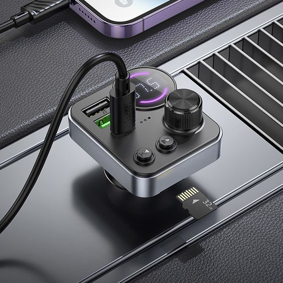 АЗУ FM модулятор Hoco E86 Alegria PD30W+QC3.0 48W (2USB-A/1C) Black | Зображення 6