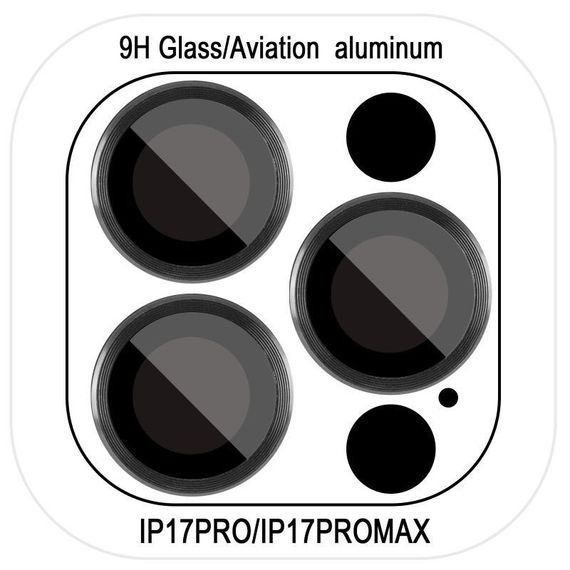 Захисне скло Metal Classic на камеру (у упак.) для Apple iPhone 17 Pro (6.3") / 17 Pro Max (6.9") Чорний / Black