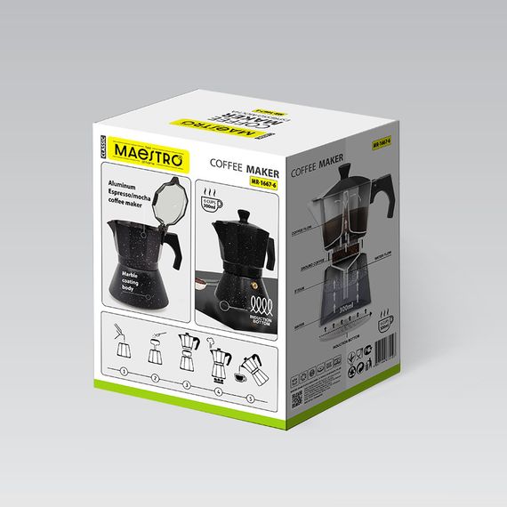 Кофеварка гейзерная алюминиевая Maestro MR-1667-6, 300 мл на 6 чашек для эспрессо с индукционным дном | Зображення 5