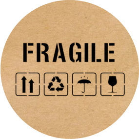 Этикетка круглая крафт "Fragile", Диаметр 50 мм, 250 шт/рулон, Viskom
