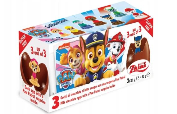 Цукерки шоколадні яйця Zaini Paw Patrol (Щенячий патруль) 3 шт. х 20г