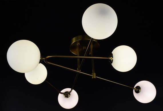 Люстра стельова на 6 лампочок 26791 Латунь 25х80х80 см. | Зображення 4