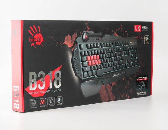 Ігрова клавіатура A4Tech Bloody B318 LK Black, чорна, підсвічування клавіш, USB | Зображення 3