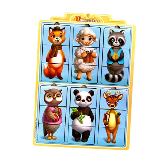 Дерев'яний пазл-вкладиш "Дивовижні звірятка-2" Ubumblebees (ПСФ131) PSF131, 6 тваринок | Зображення 1