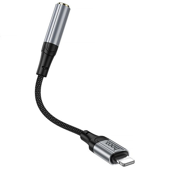 Аудіо кабель Aux Hoco LS36A Fresh 3.5mm to Lightning (0.12m) Metal gray | Зображення 3