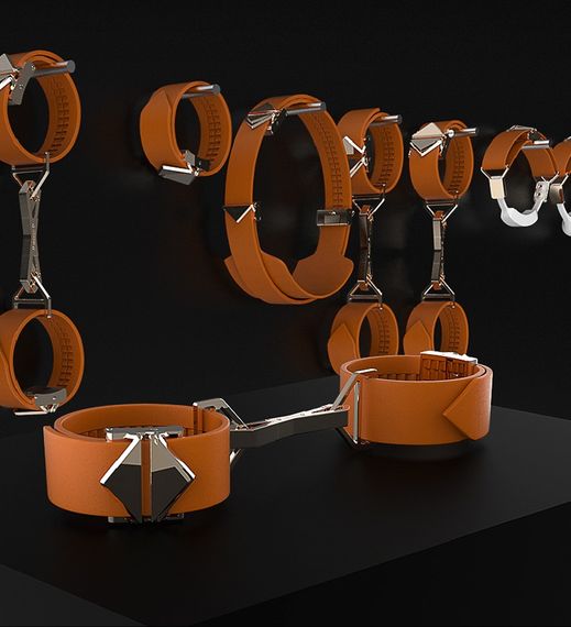 Набір девайсів для БДСМ Lockink, натуральна шкіра та метал, коричневий, 7 предметів | Зображення 8