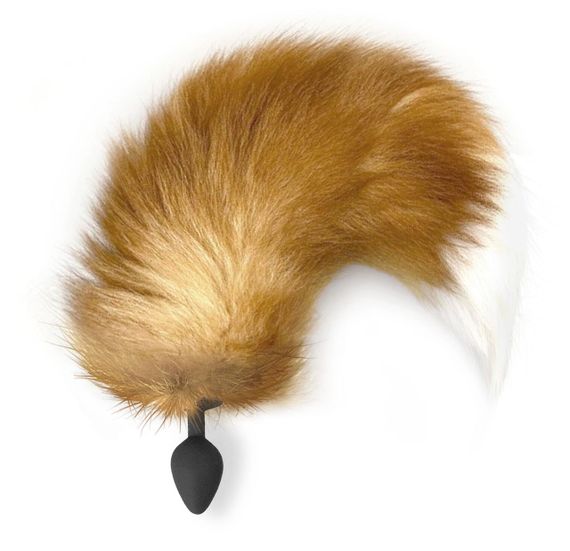 Силіконова анальна пробка з хвостом із натурального хутра Art of Sex size M Red fox | Зображення 1