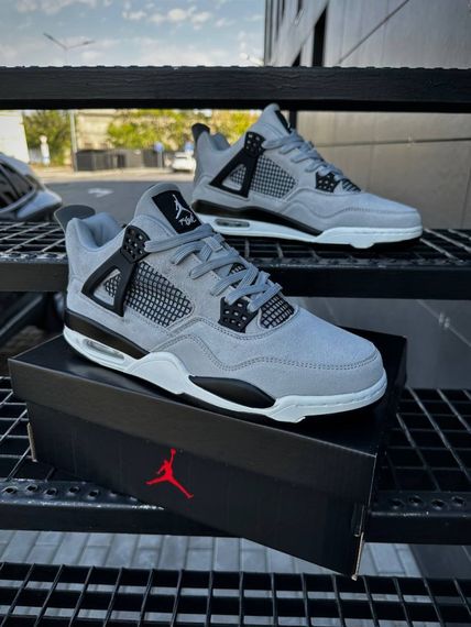 Кросівки Nike Air Jordan 4 Retro, замша (light gray) | Зображення 8