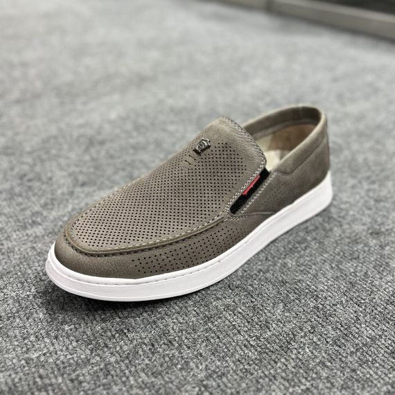 Светлые мужские мокасины с ограниченной перфорацией 40 - 45 размер | Зображення 1