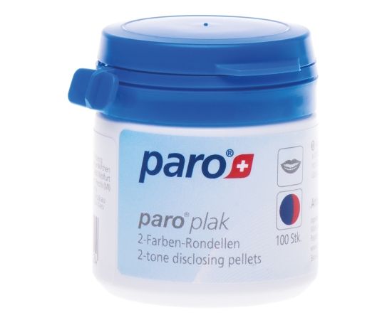 Подушечки для індикації зубного нальоту paro® PLAK, 2-tone disclosing pellets, червоний/синій, 1 уп. x 100 шт.