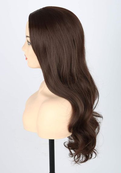 Парик женский темно-каштановый длинный волнистый, коричневые термостойкие искусственные синтетические волосы | Зображення 4