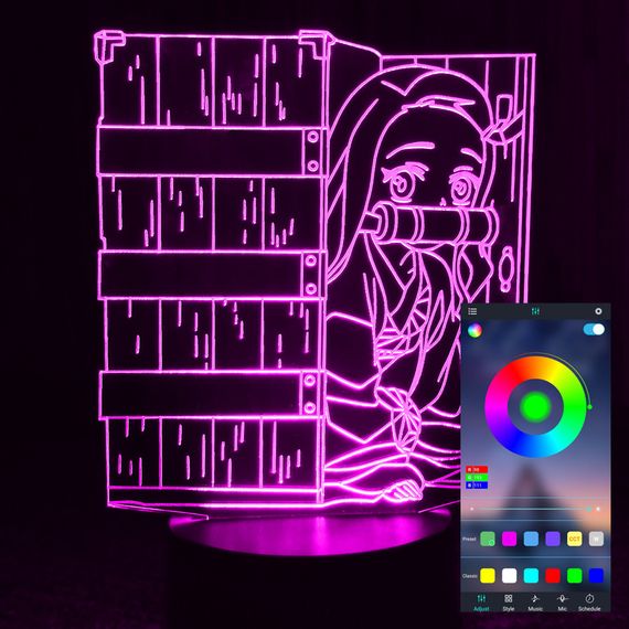 Акриловий світильник-нічник керування з телефона Незуко Камадо (Nezuko Kamado) tty-n000577