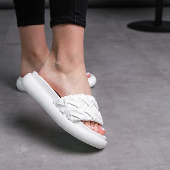 Шльопанці жіночі Fashion Duke 3680 39 розмір 25 см Білий | Зображення 2