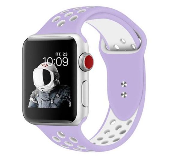 Спортивный ремешок с перфорацией Primo для Apple Watch 38mm / 40mm / 41mm - Purple&White