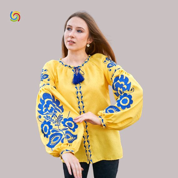 Рубашка Украинская вышиванка  555302112 цвет желтый размер XS/S